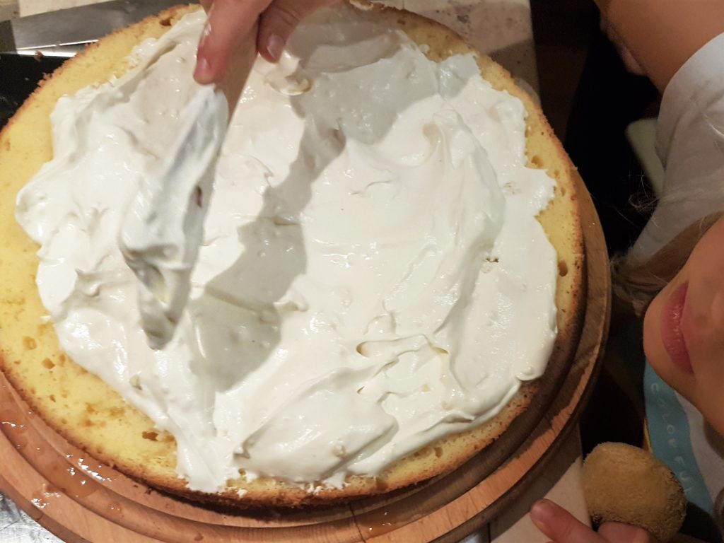 Applying a layer of cream