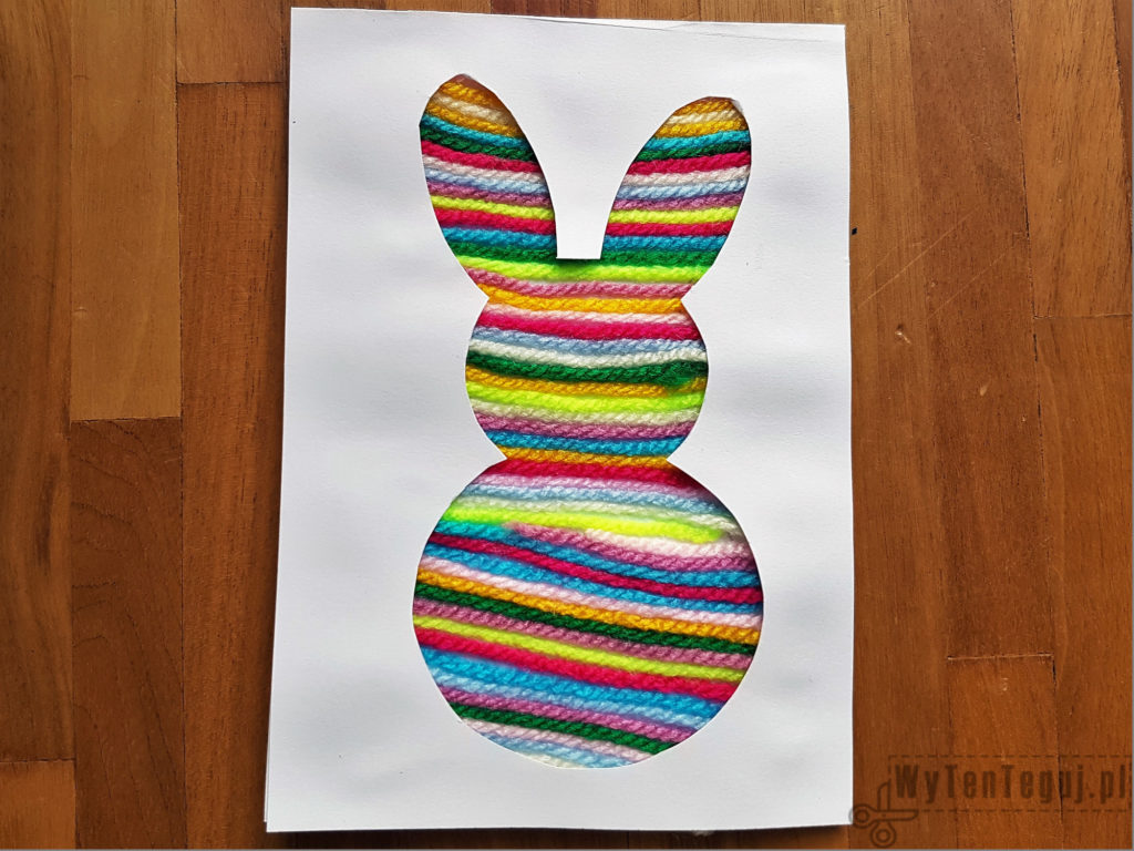 Easter card with yarn rabbit