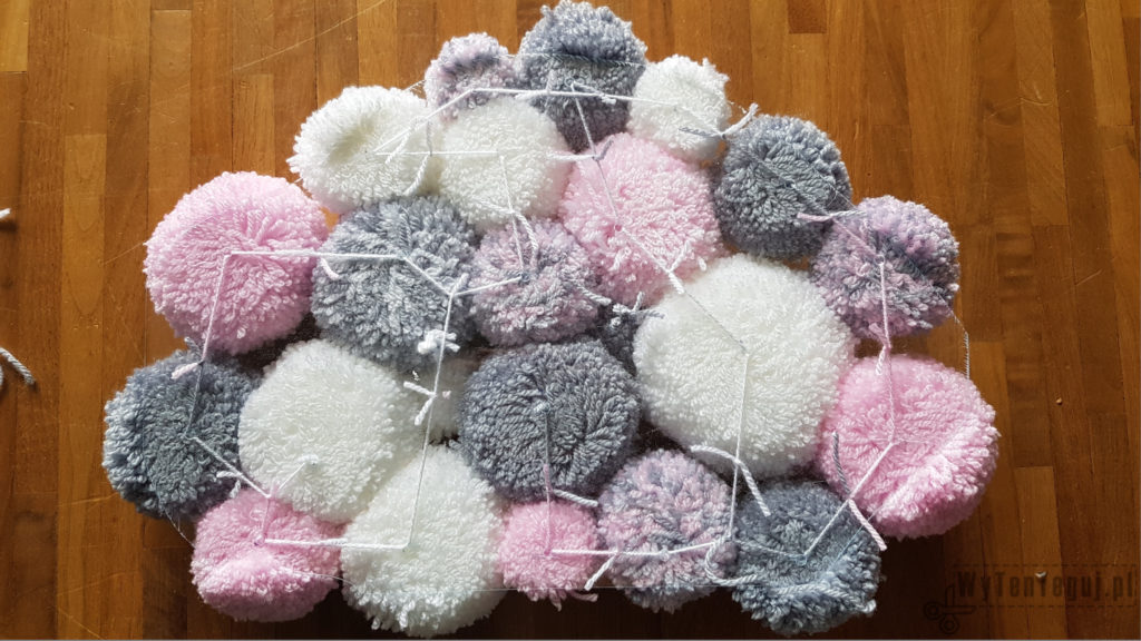 Attaching the pompoms - rear view