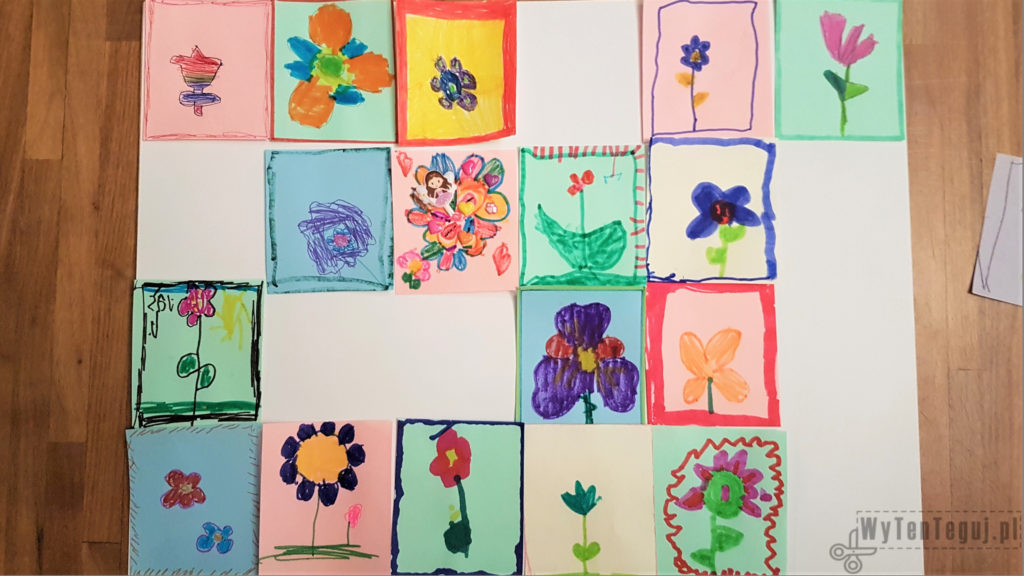 Układanie kwiatowej mozaiki dla nauczyciela