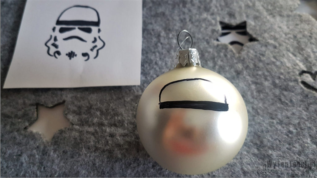 Drawing of Stormtrooper on a Christmas bauble