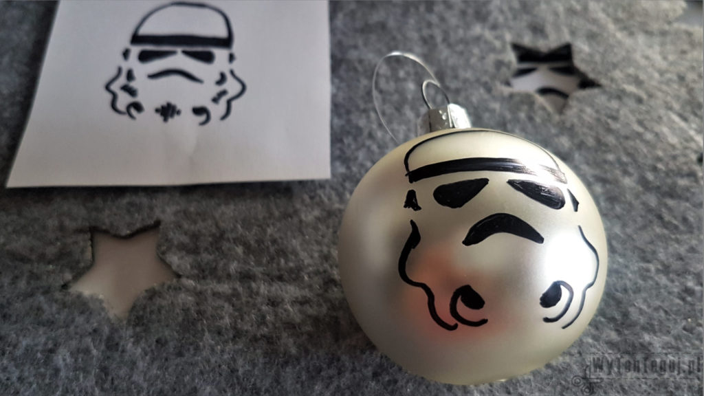 Drawing of Stormtrooper on a Christmas bauble