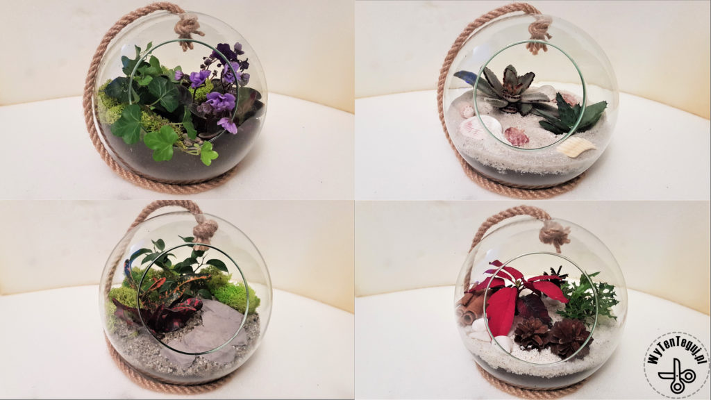 Forest in a jar in 4 versions: spring, summer, autumn and winter