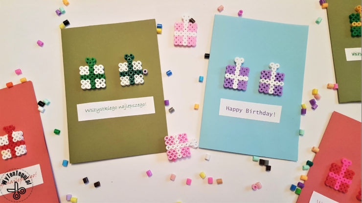 Hama beads birthday cards