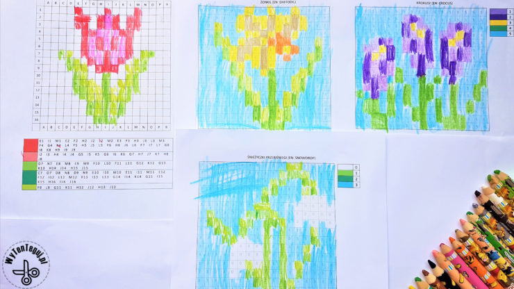 Coded images of spring flowers