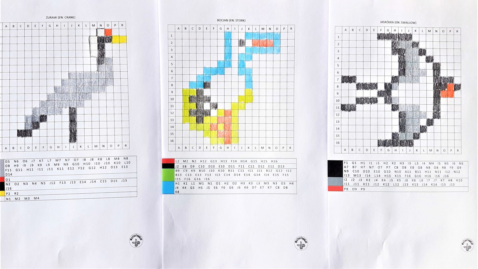 Coded images of forest animals – drawing by arrows - WyTenTeguj