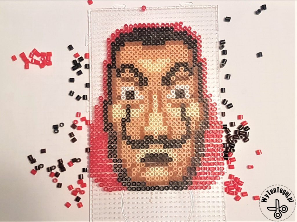 Ready Dali mask out of perler beads
