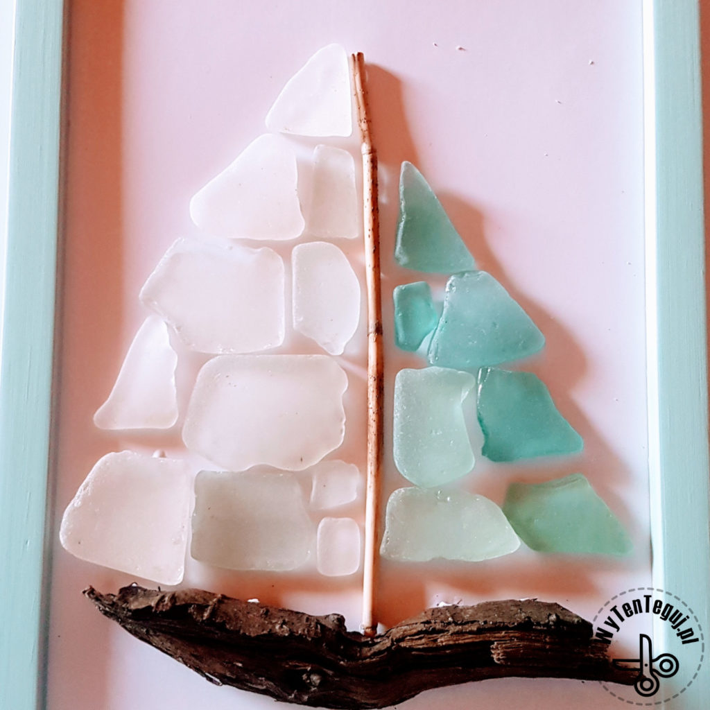Seaglass and driftwood yacht