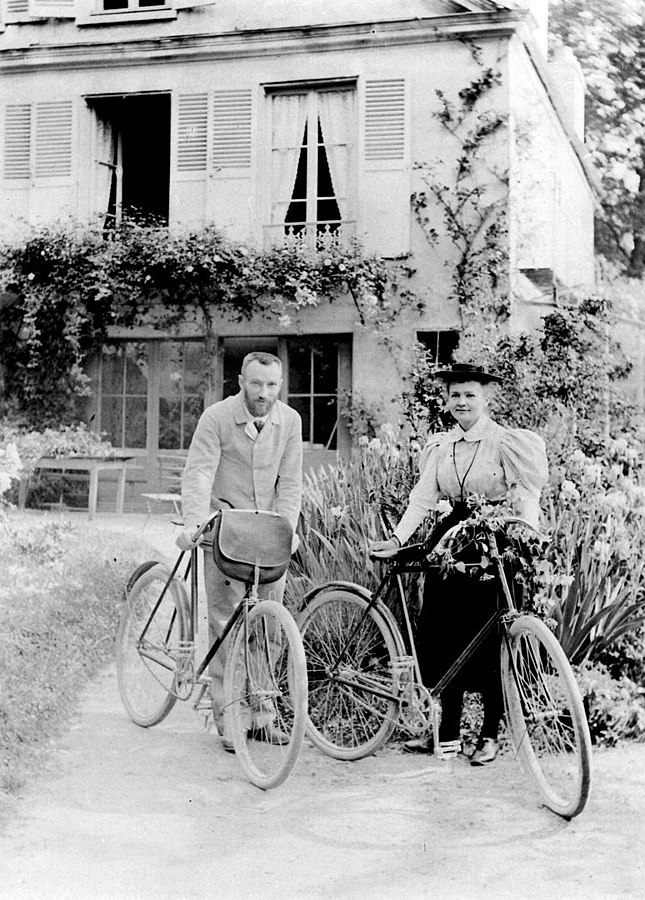 Pierre and Marie Curie in front of their home in Sceaux in 1895