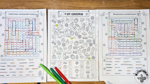Christmas crossword puzzle and I spy Christmas game