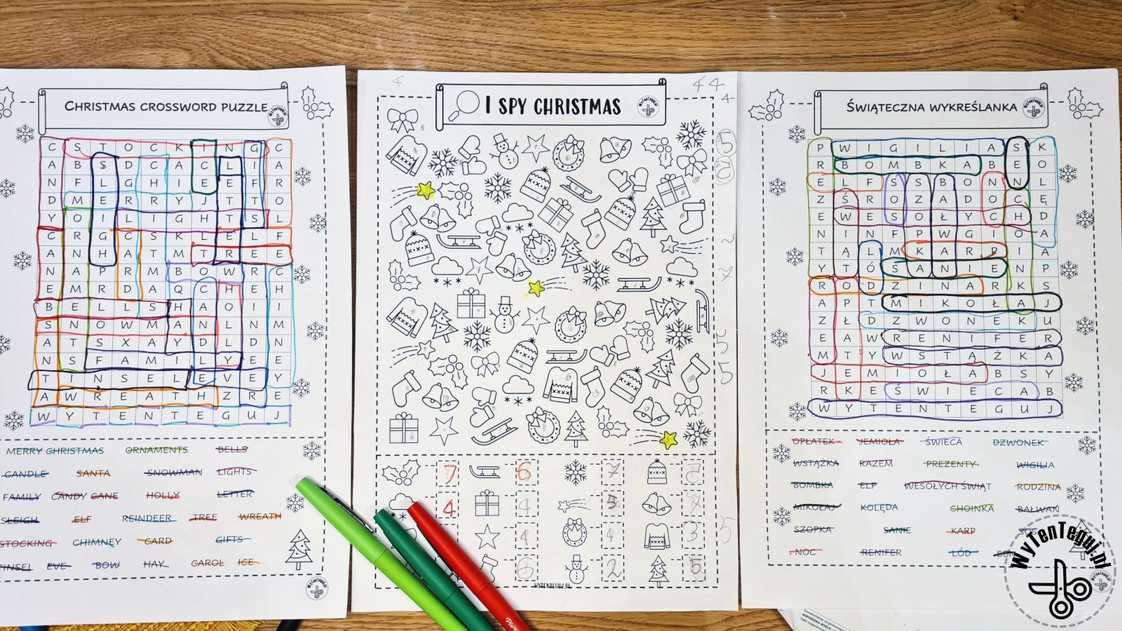 Christmas activities for kids - crossword puzzle and I spy Christmas 🔎