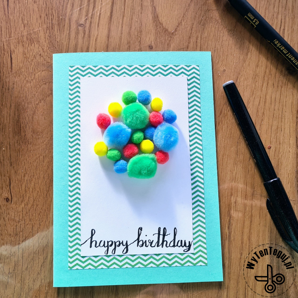 How to make a birthday card with pom poms?