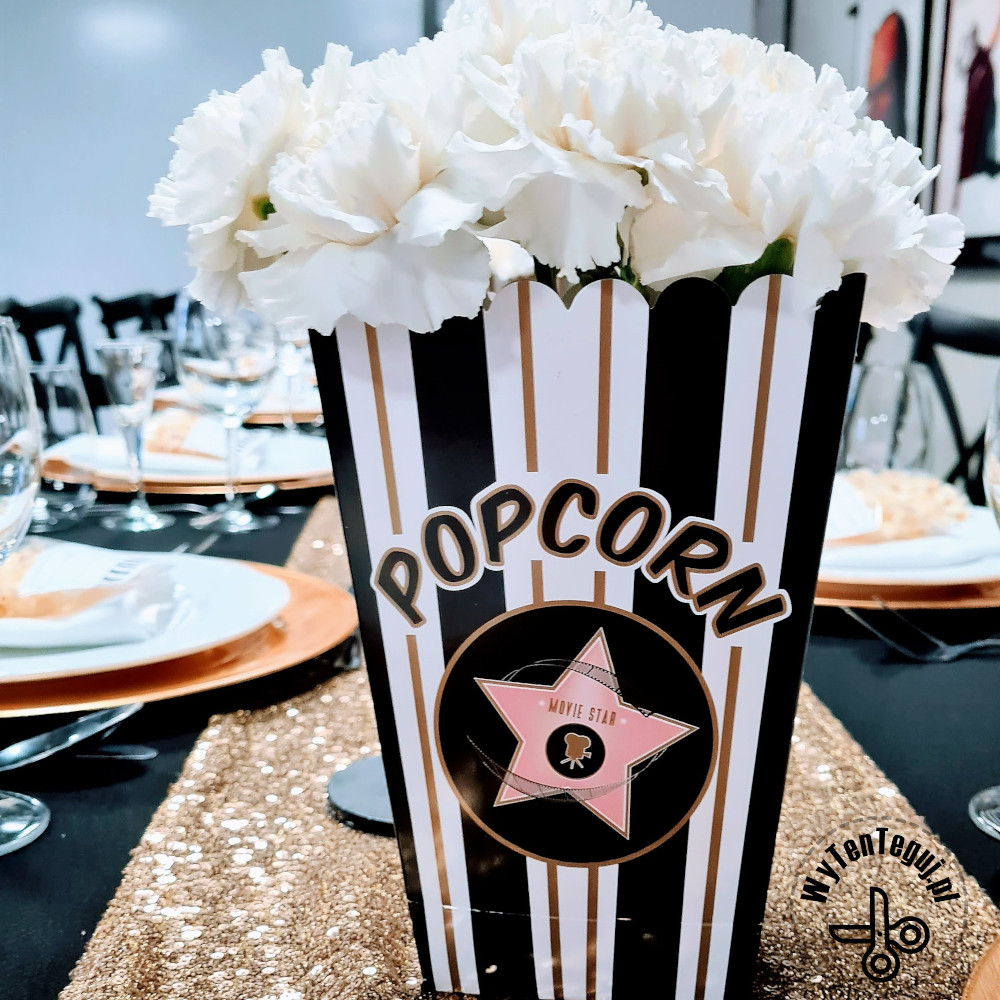 Carnation popcorn bouquet for a movie theme party