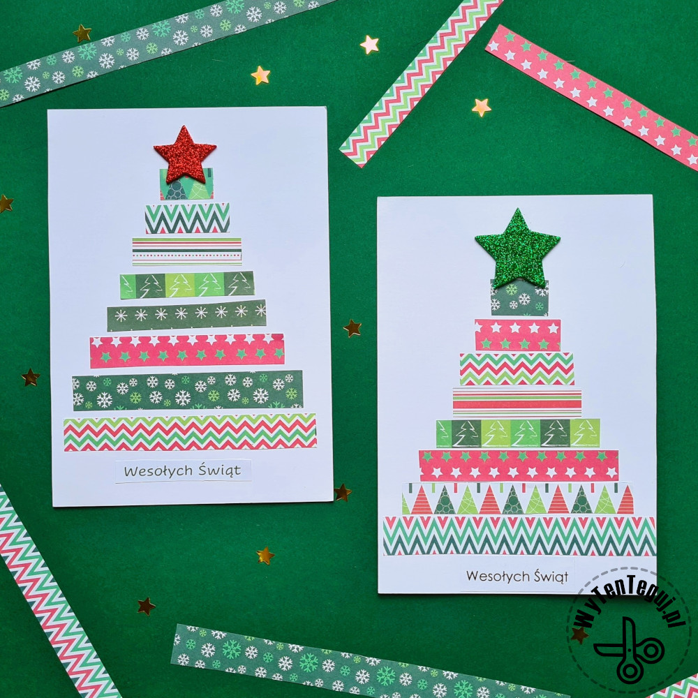 Kartka świąteczna z pasków kolorowego papieru