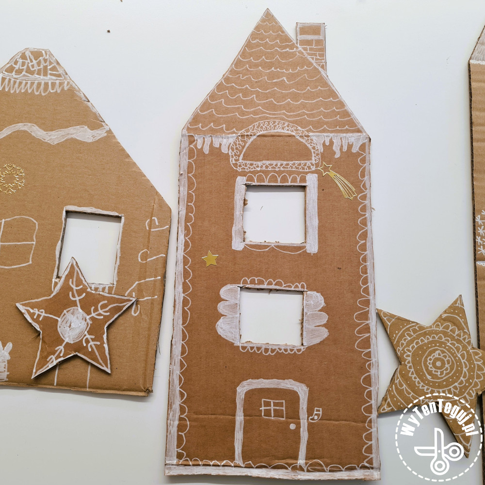 Christmas gingerbread houses with cardboard