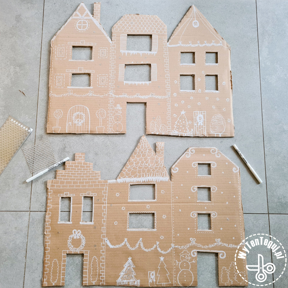 How to make a Christmas gingerbread village with cardboard