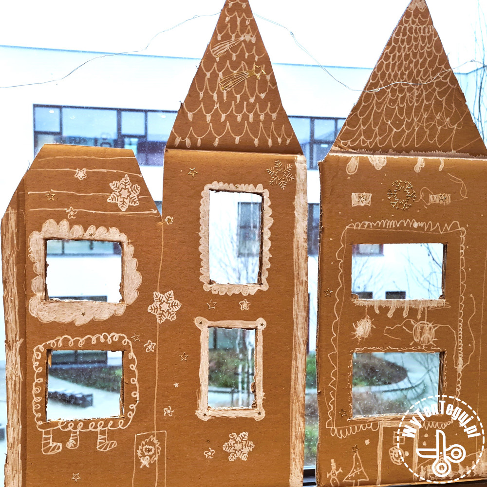 Christmas gingerbread houses with cardboard