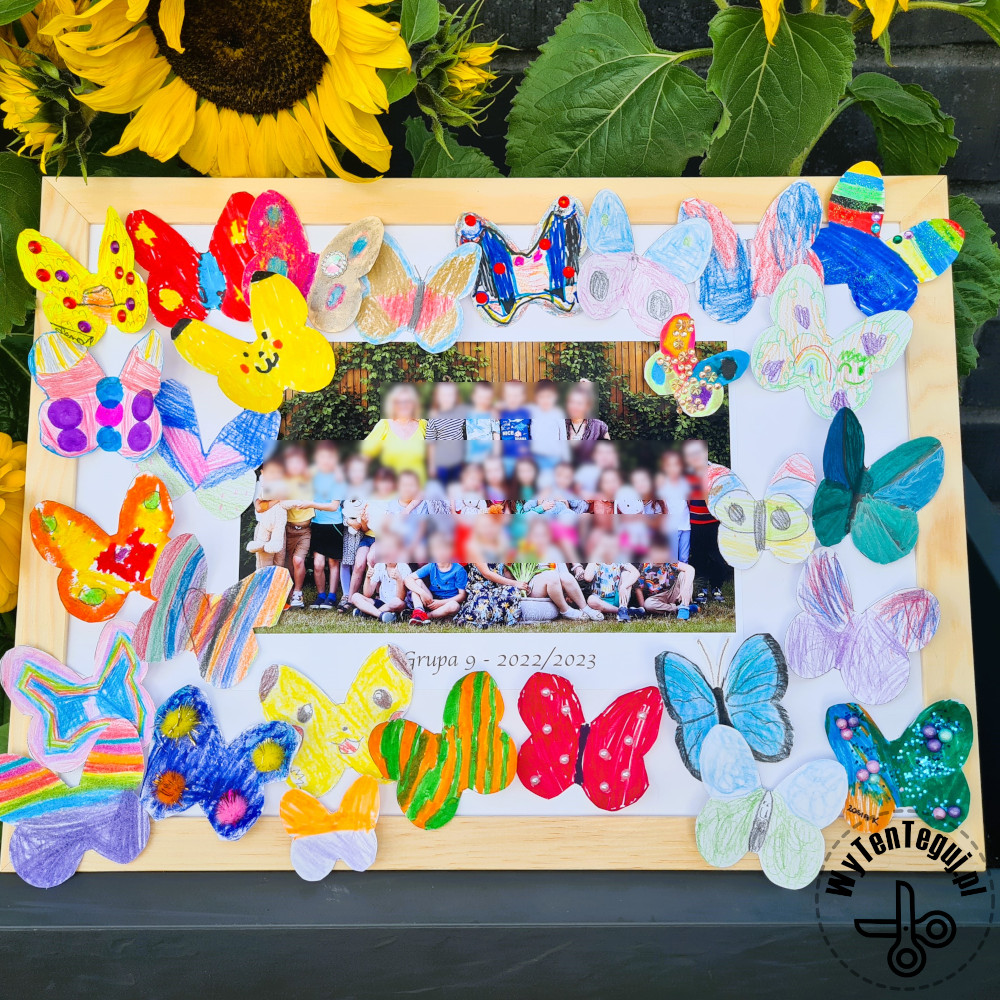 Frame with paper butterflies for a teacher