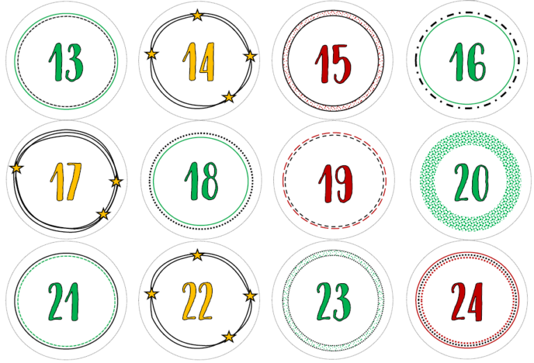 Free printable numbers for the advent calendar
