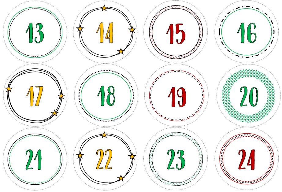Advent calendar numbers - color