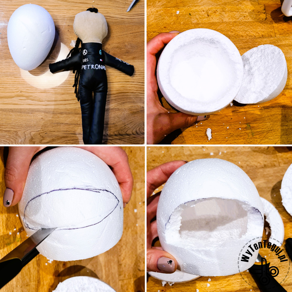 F1 helmet out of styrofoam egg