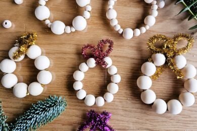 Pipe Cleaners and Wooden Beads Christmas Tree Ornaments