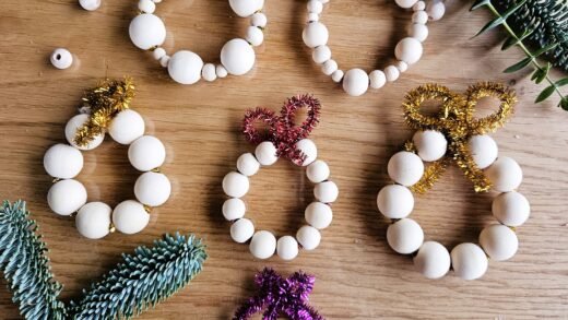 Pipe Cleaners and Wooden Beads Christmas Tree Ornaments