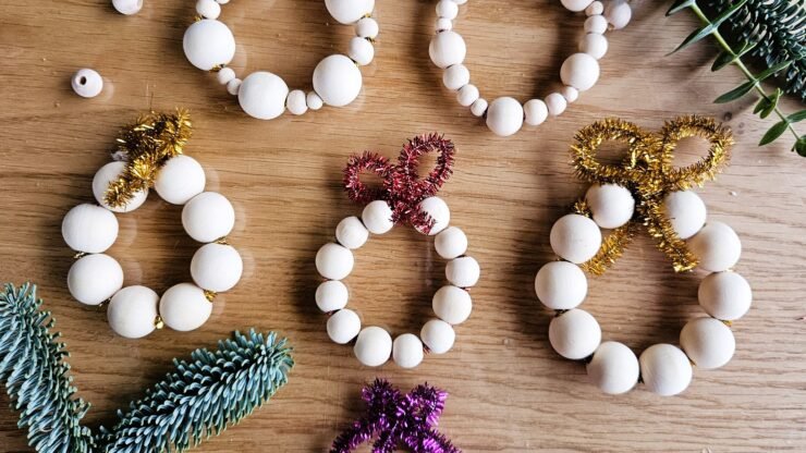 Pipe Cleaners and Wooden Beads Christmas Tree Ornaments