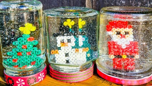 Kula śnieżna ze słoika i koralików