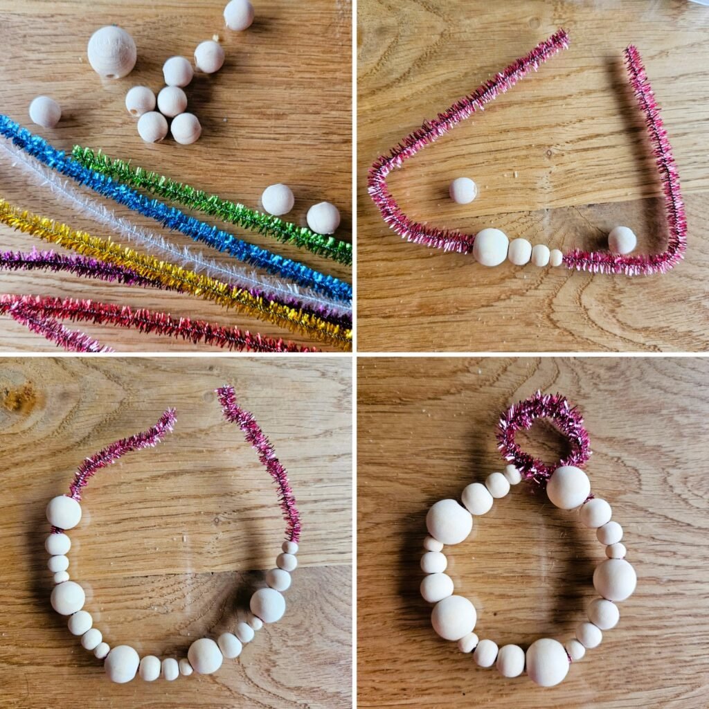 Ozdoby z drucików i drewnianych kulek