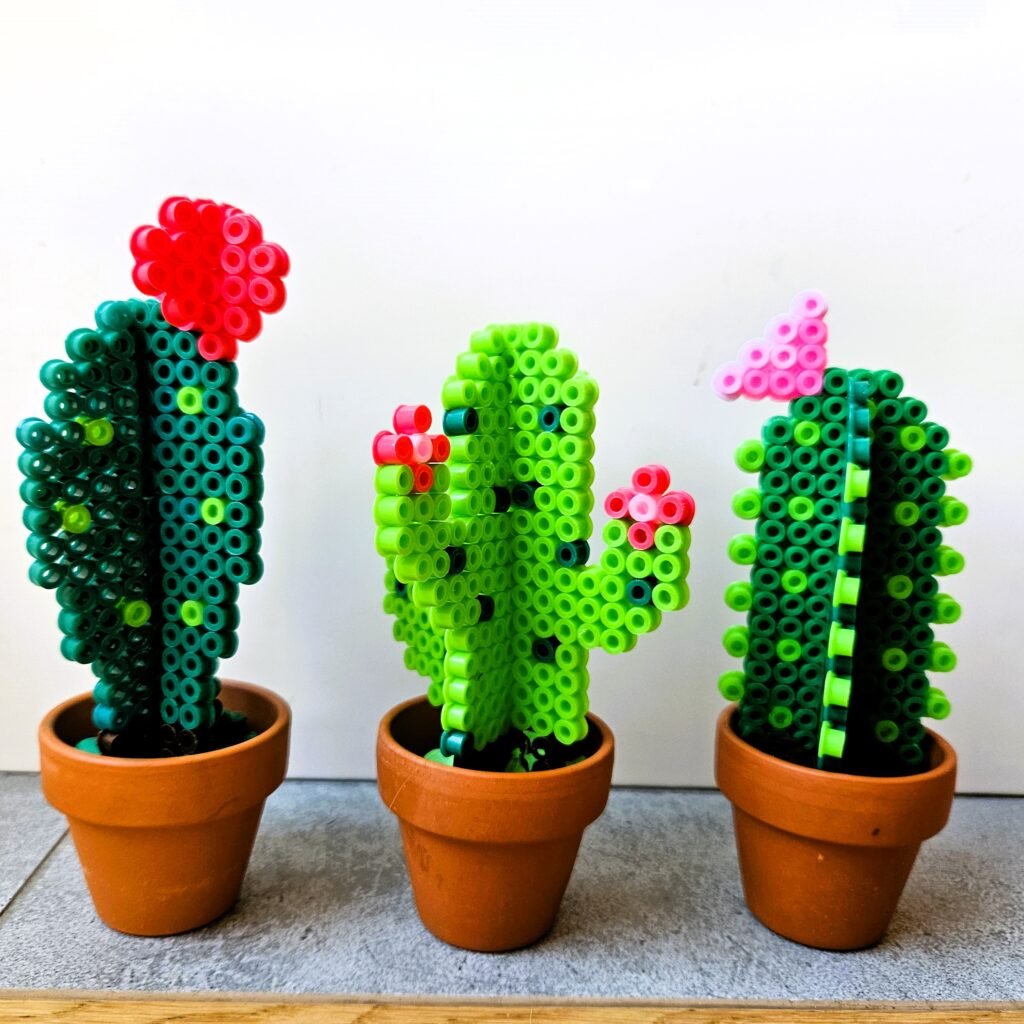 kaktusy 3D z koralików do prasowania